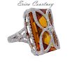 Erica Courtney Platinum Diamond Citrine Quartz Ring