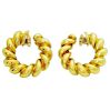 Estate Cartier 18k Yellow Gold Clip On Hoop Earrings