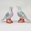Matched Pair of Chinese Export Style Porcelain Pigeons