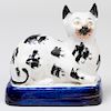 Staffordshire Creamware Model of Recumbent Cat