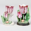 Two Rockingham Porcelain Tulip Form Spill Vases