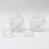 Two Pairs of Pressed Glass Bird Form Vessels and Covers