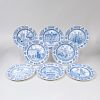 Set of Eight Wedgwood Porcelain Transfer Printed 'Yale' Plates