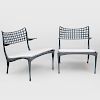 Pair of Dan Johnson Coated Metal 'Gazelle' Chaise Lounges