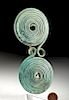 Large Greek Bronze Spiral Fibula w/ Pin