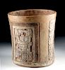 Fine Maya Carved Brownware Cylinder