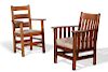 Two Arts and Crafts oak armchairs