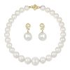 A Large Cultured Pearl Necklace and Earrings Set