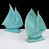 2 Le Jan Art Deco Ceramics, Sailboat Form