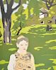 Fairfield Porter "Girl in the Woods" Lithograph, Signed AP