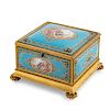 A French gilt bronze and enamel table box