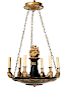 Swedish Neoclassical gilt and painted chandelier