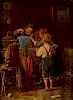 Johann G M Von Bremen, oil, Children with a pet