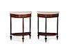 Pair of Directoire style demilune console tables