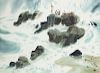 Ralph Hulett, watercolor, Divers Rocks