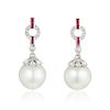 Zydo Ruby Cultured Pearl and Diamond Earrings