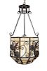 An Edgar Brandt style metal and glass lantern