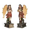 Pair of Italian Baroque painted figures of angels