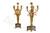 Pair of Empire style bronze and marble candelabra