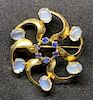 14K Gold Pin with Moonstones