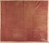 New England red linsey woolsey coverlet, late 18th c., stitched in corner MS, 96'' x 82''.