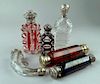 Lot of Six Victorian Glass Perfume Flasks