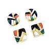 A Group of Asch Grossbardt Multi-Colored Gemstone Inlay Earclips
