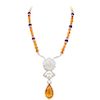 A Citrine Amethyst and Diamond Necklace