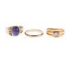 A Trio of Gent's Gemstone & Diamond Rings in Gold