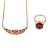 A Ladies Ruby Necklace and Ring in 14K Gold