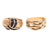 A Pair of Wide Woven Rings in 14K