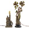 French Blacksmith and Wheelwright Spelter Lamps
