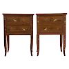 Pair Italian Marquetry Inlaid Walnut Side Tables