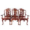 Six Dutch Style Carved Walnut Dining Chairs