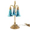 Tiffany Gilt Bronze Tall Three-light Lily Lamp