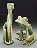 Lot of 2: Zsolnay Iridized Frog & Cat.