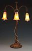 Tiffany Studios Adjustable Three-Light Lily Lamp.
