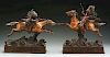 Lot of 2: T. Curtis (1895 - 1930) Sculptures of an Indian on Horseback.