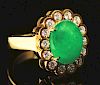 18K Gold Jade & Diamond Ring with GIA Report.
