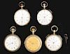 Lot of 5: American Silver-Tone Pocket Watches.