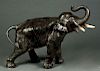 Extraordinary Japanese Meiji Period Signed Cast-Bronze Elephant.
