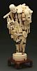 Large Carved Ivory Japanese Man Carrying Baskets.