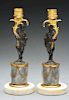 Pair of Neo-Classical Figural Bronze Candlesticks.