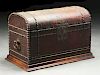 Leather-Bound and Brass-Studded Dome-Top Picnic Trunk.