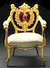 Louis XV  Rococo Gold-Gilt Armchair.