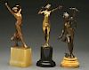 Set of 3: Bronze Female Figures on Marble Bases.