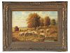 HERMAN ROHDE (American, 19th century) GRAZING SHEEP IN FALL LANDSCAPE.