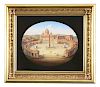 Italian Micro Mosaic of Capitol Building and Rotunda in Wooden Frame.