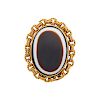VICTORIAN BANDED AGATE & YELLOW GOLD BROOCH