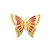 ENAMELED YELLOW GOLD BUTTERFLY BROOCH